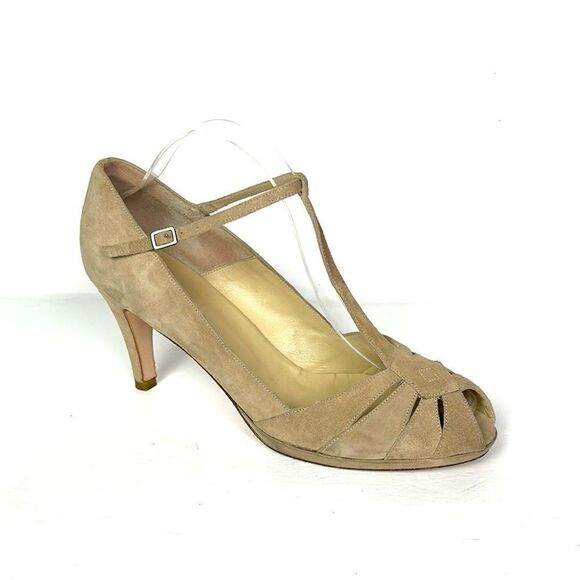 Silvia Vera Beige Suede T-Strap Heels made in Spain EUR 41 US 9,5 - Picture 3 of 13